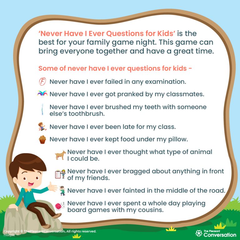 800+ Never Have I Ever Questions for Kids | ThePleasantConversation