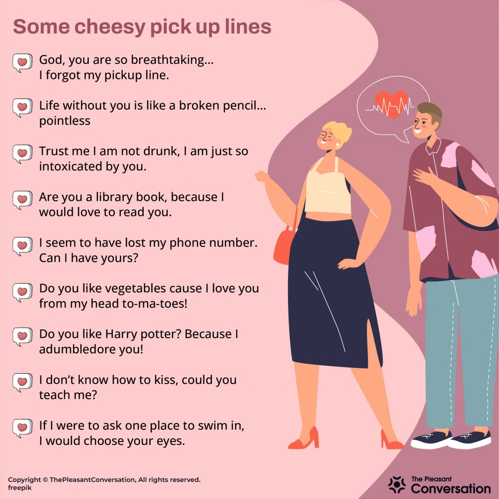 500 Cheesy Pick Up Lines That Ll Make Your Date Go Aww